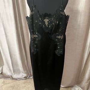 Black Lace Satin Dress